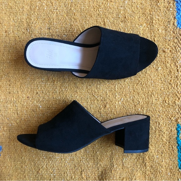 H&M Black Suede Mules Size 38 - Picture 2 of 6